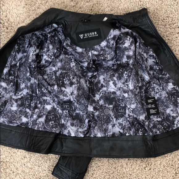 Guess Los Angeles NWT black leather jacket medium